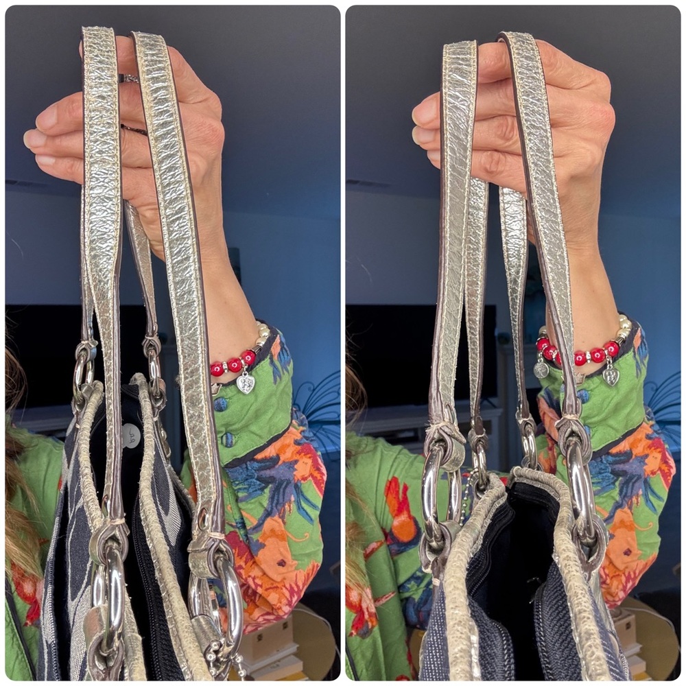 Coach Signature Striped Denim Tote - Picture 11 of 17